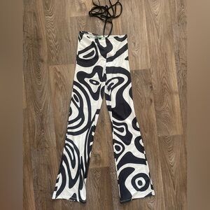 Jaded London High Waist Bootcut Trousers – Monochrome Warp Print (NWT) festival
